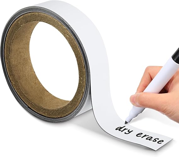 Magnetic Strip, Magnetic Tape, Magnet Tape, Blank Roll, Blank, 1 in x 25 Ft | Houseables Dry Erase Label, Strips for White Board, Write On Labels, Whiteboard Sheet, Dry Erase Sheet, Writable, Wipe Off