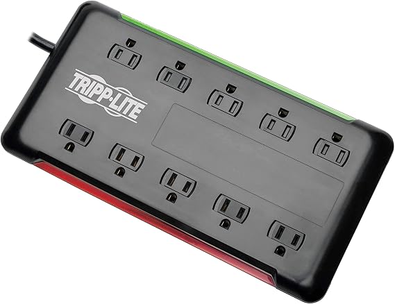 Tripp Lite 10-Outlet Surge Protector Power Strip 6ft Cord 2880 Joules Black $100K Insurance (TLP1006B)
