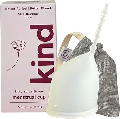 Kind Cup | Comfortable | Soft | Curved Period Cup | Easy to Reach | Easy to Use | 100% Medical Grade Silicone Cups | Patented Menstrual Cups | Reusable Cups Clear - Regular