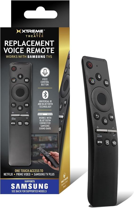 Replacement Remote Compatible with Samsung Smart TV - Universal Remote Control with Voice Search, Netflix, Prime Video, Compatible with 4K, QLED, OLED & Crystal UHD (Batteries Not Included)