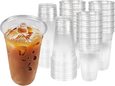 Klex 16 oz Clear Plastic Cups, 1000 Pack Disposable PET Cold Cup for Party, Iced Coffee, Cold Beverage