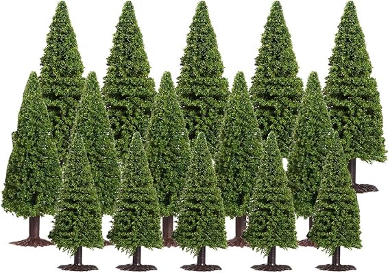 15Pcs Landscape Model Trees: Miniature Diorama Trees, Mixed Model Railroad Scenery Train Landscape Plastic Pine Cedar for Small Toy Figurines Crafts Architecture Project