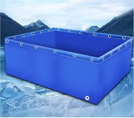 Pvc canvas pond with drain valve,Pvc canvas ponds, Thickened Canvas Fish Pond Portable Water Storage Containers Canvas Cistern With Drain Valve Reservoir Large Plastic Aquaculture Water Tank(0.8x0.8x0