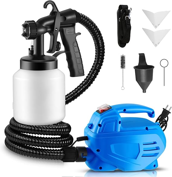 Paint Sprayer, 650W Handheld HVLP Spray Gun Paint Sprayer Machine with 800ML Container and 3 Spray Patterns for Painting Ceiling, Furniture, House, Fence, Walls