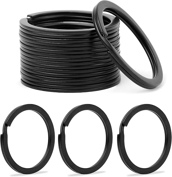 AWTOK 32mm Black Split Key Ring, Flat Key Ring, Split Ring, Black O Ring for Car Keys, for Home Key (12pcs)