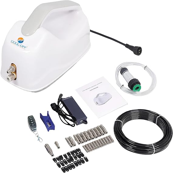 High Pressure Misting System, 750PSI Piston Pump Patio Mister System with Remote Control and 0.008" 7 Nozzles, DIY Misters for Cooling Outdoor Backyard, Dining Areas, Patio Lounging Zones