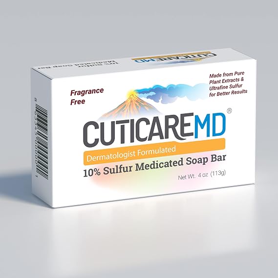 TKK CutiCare MD 10% Sulfur Soap Glycerin Base (1 Bar, 4 Ounces) for Rosacea, Acne, Athlete's Foot, Body Odor, Folliculitis and Other Skin Issues