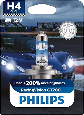 Philips RacingVision GT200 H4 car headlight bulb 200%, blister of 1 White