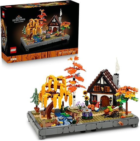LEGO Icons Sonbahar Bağ Evi Bahçesi 11372 | Yetişkinler için Huş ve Akçaağaç ile Mevsimlik Çiçekler İçeren Model Yapım Seti, Dekoratif Hediye Fikri (1102 Parça)