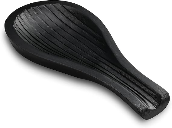 Folkulture Spoon Rest for Kitchen Counter Top, Acacia Wood Black | Spoon Holder for Stove Top Bamboo Holder for Spatula Rest for Kitchen, Modern and Rustic for Farmhouse & Dining Table