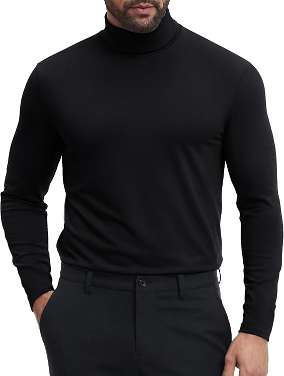 COOFANDY Mens Turtleneck Shirts Slim Fit Shirt Tops Lightweight Pullover Basic Sweater Casual Long Sleeve Shirt