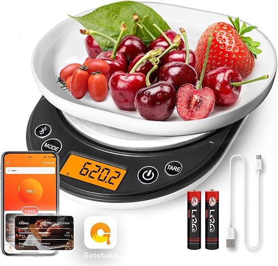 Smart Digital Food Scale Grams and Ounces Kitchen Scale 0.1g/3kg | Scale with Nutritional Calculator,Food Weight Scale for Weight Loss,Keto, Macro,Calorie,Meal Prep,6 units,LCD display