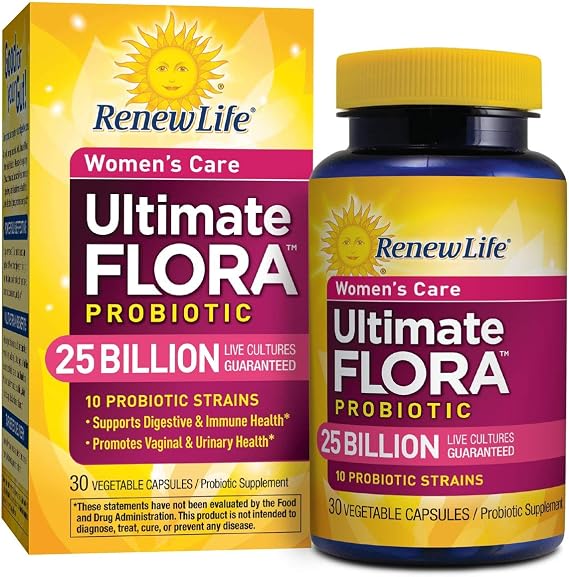 Renew Life Women?s Probiotic - Ultimate Flora Probiotic Women's Care, Shelf Stable Probiotic Supplement - 25 Billion - 30 Vegetable Capsules