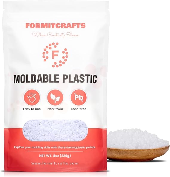 Thermoplastic Beads -8 oz. Polymorph Plastic Pellets(Made in Spain) - Reusable Moldable Plastic Beads - Melting Plastic Pellets for Modeling, DIY Craft