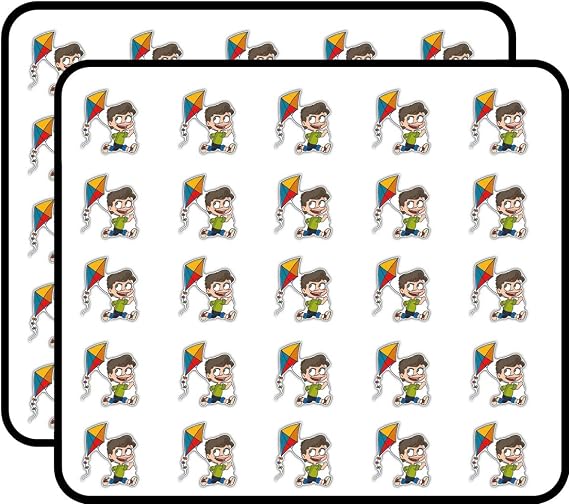 Boy Kite Sticker for Scrapbooking Waterproof Vinyl Stickers for Water Bottle, Laptop & Phone Case 50 Pack