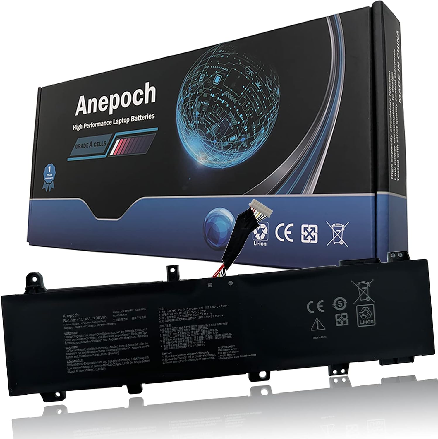 C41N1906-1 Long line Laptop Battery Replacement for ASUS TUF Gaming A15 FA506 FA506II FA506IU FA506IV FA506QR 2021 F15 FX506 FX506H FX506HM FX506L FX506LH FX506LI FX566IV 15.4V 90Wh 5845mAh