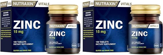 Nutraxin Vitals Zinc 15 mg 100 Tablet Takviye Edici Gıda (2 paketi)