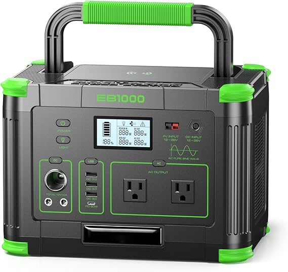 1000W Portable Power Station 999Wh, Solar Generator for Outdoor Emergency