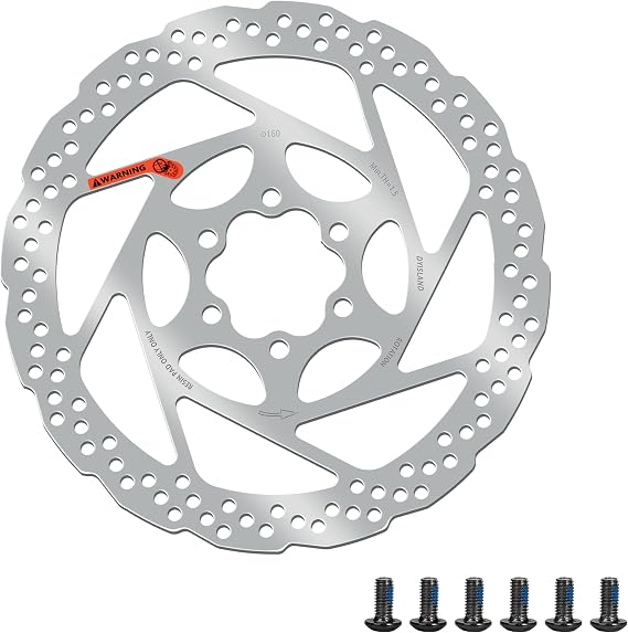 140mm 160mm 180mm Bike Disc Brake Rotor with 6 Bolts, Bicycle Brakes Rotors, Vacuum Coating Technology, Center Hole Distance 44mm, for MTB Mountain Road Bikes BMX (1pc, 160mm)
