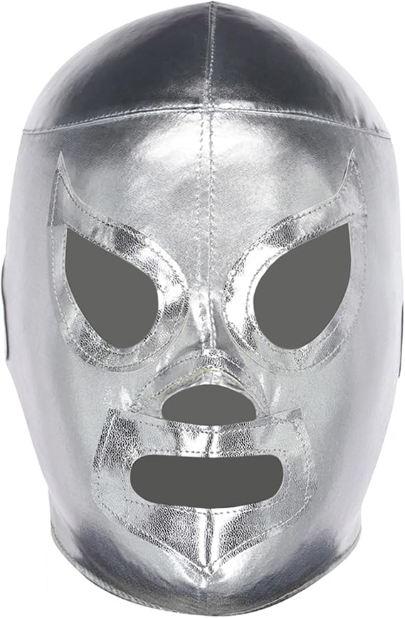 THREE MASK Professional Quality Wrestling Mask | Authentic Lucha Libre Costume - Adult Size | Made in Mexico Silver