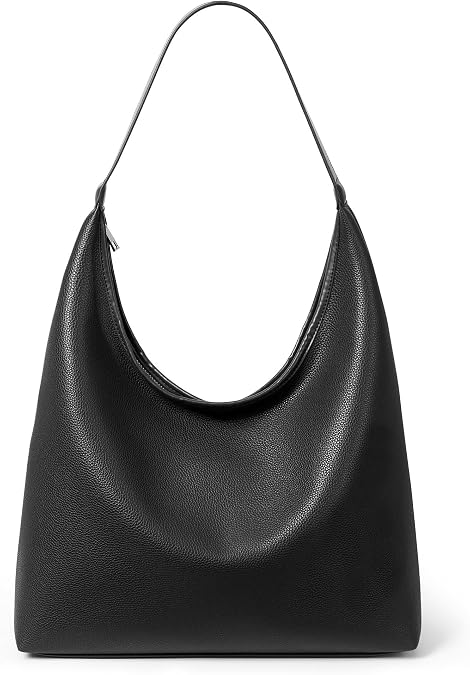 Large Hobo Bag for Women, Soft Vegan Leather Shoulder Tote with Zipper