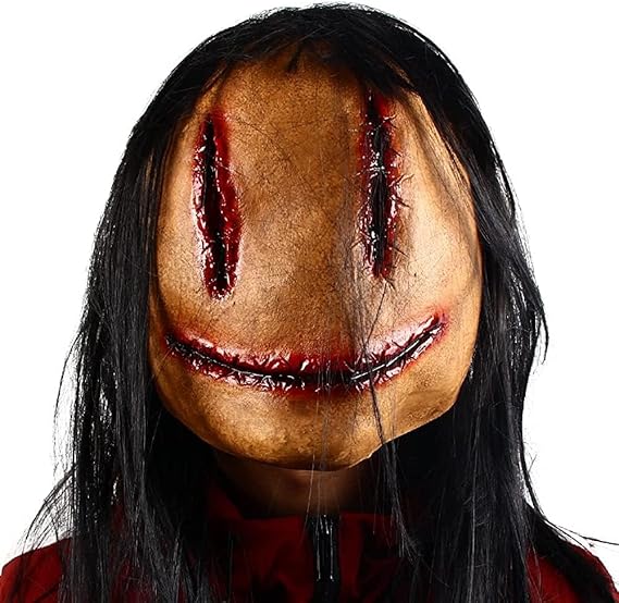 Generic Creepy Halloween Horror Mask With Hair - Scary Stitching Female Ghost Natural Latex Mask for Cosplay, Themed Party, Horror Challenge Games - Skin Color, Universal