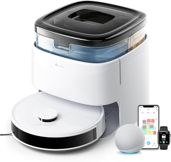 Lefant M3 Robot Vacuum, Auto Mop Washing, 12000Pa Suction, Self-Emptying & Refilling, 9mm Mop Lifting, 200RPM Spinning Mops, Smart Obstacle Avoidance, White