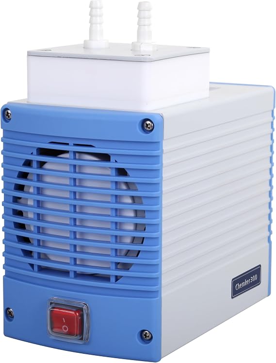 Rocker Diaphragm Oilless Vacuum Pump Chemker 300, Chemical Resistant, PTFE, 105 mbar, 20 LPM, 1700 RPM, 1/8 HP, 110V