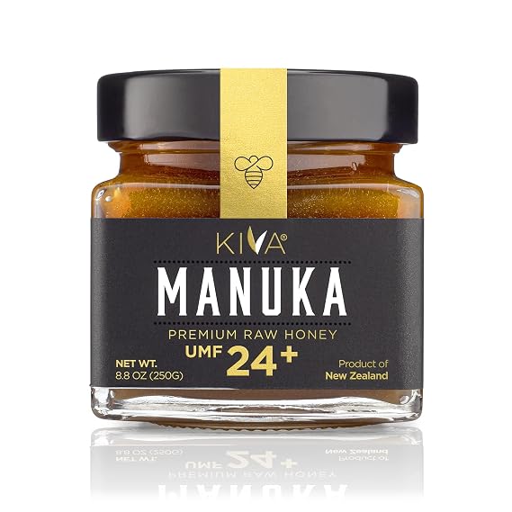 Kiva Raw Manuka Honey, Certified UMF 24+ | MGO 1122+ | GLASS JAR | 100% Pure New Zealand | Non-GMO | Traceable | UMF & MGO Certified - (8.8oz/250g)
