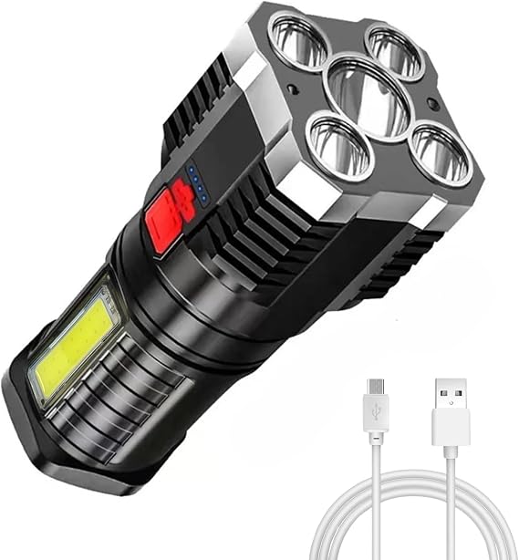 TetraBeam Rechargeable Tactical Flashlight with Advanced COB LED Tech