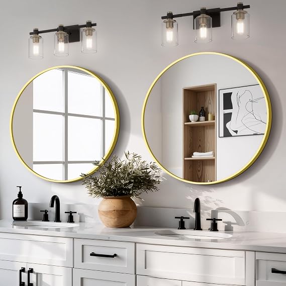 TRAHOME Gold Round Bathroom Mirror, 2 Pack 22 Vanity Circle Wall Mirror