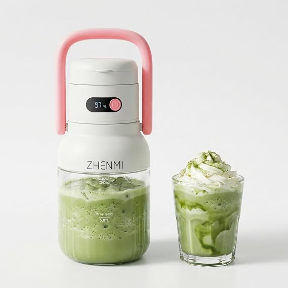 Portable Blender, 1000ml Capacity, Stainless Steel 12-Blade System, Portable Ice Crushing Juicer-for Shakes & Smoothies, BPA Free, 2 Leakproof-Lids & Straw, USB Rechargeable