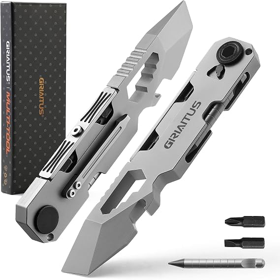 EDC Pry Bar Multitool with Bi-Directional Ratchet Screwdriver, Men Gifts