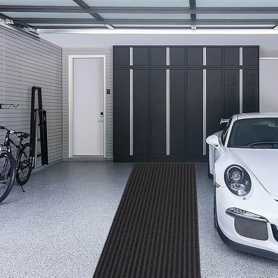 Runner Rug Carpet Runners, Indoor/Outdoor Hallway Custom Sizes Kitchen Entryway Bedroom Area Rugs with Natural Non-Slip Waterproof Rubber Backing, Garage Mat, Gray Stripe, 2ft x 2ft