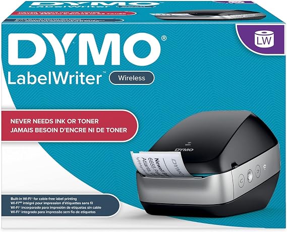 DYMO LabelWriter Wireless Label Printer | Direct Thermal Printer Great for Shipping Warehouse Labels Name Badges Barcodes and More Connect Through Wi-Fi for Home & Office Organization Black