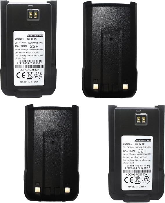 (4 Pack BL1719 Battery 1800mAh Compatible for Hytera HYT TC-508 TC508 TC-518 TC518 TC-580 TC580 TC-446S TC-510 TC510 TC-585 TC585 TC-500S TC-560 TC560 TC-518V TC-518U Battery