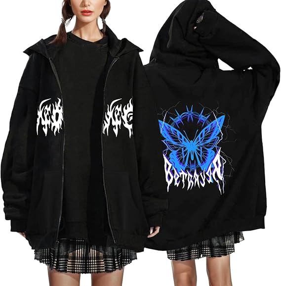 Foreted Women's Zip-up Hoodie, Mine-based Clothes, Top, Oversize, Cute, Outerwear, Coat, Hood, Casual, Sweatshirt, Long Sleeve, Autumn, Winter, Stylish, Zip-up, Loose, Body Cover, Korean bf, Harajuku