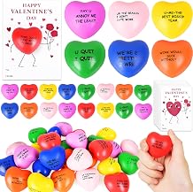 MOVINPE Valentines Day Gifts Bulk for Colleagues 28 Pack Slow Rising Heart Stress Balls with Funny Office Sayings & Valentine Cards, Coworker Appreciation Gifts, Office Stress Relief Favors