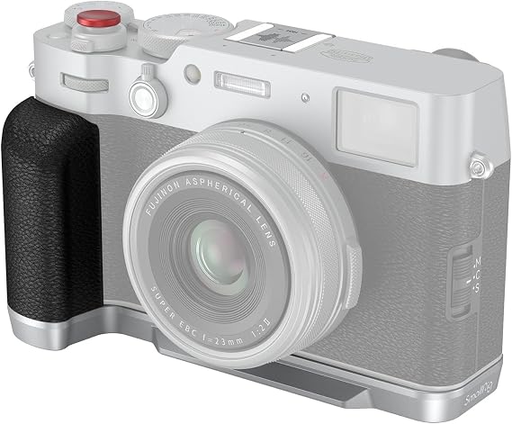 SmallRig 455B for FUJIFILM X100VI / X100V Right Angle Handle with Built-in Quick Release Plate for Arca,Lightweight Silicone Side Handle with Shutter Button and Hot Shoe Cover Hand Grip Silver