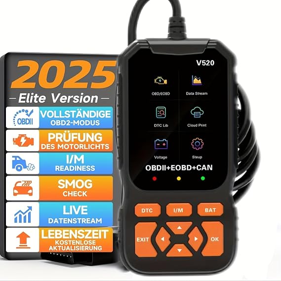 Professional V520 OBD2 Scanner Advanced Car Diagnostic Tool with Live Data, Check Engine Reset, ABS/SRS Scan, Mode 6 & 8, Oxygen Sensor & Battery Test Works with All Cars 1996+ (OBDII/EOBD)