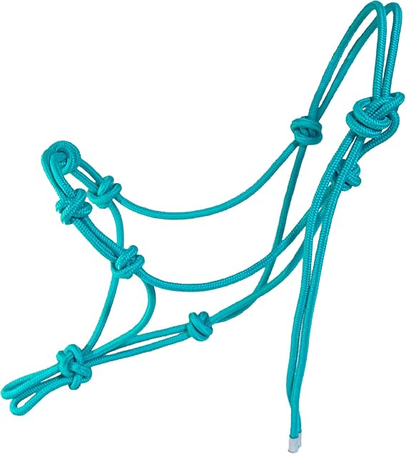 4 Knot Rope Halter for Horses Strong 1/4 Stiff Rope Bitless Training Halter,Lightweight & Adjustable