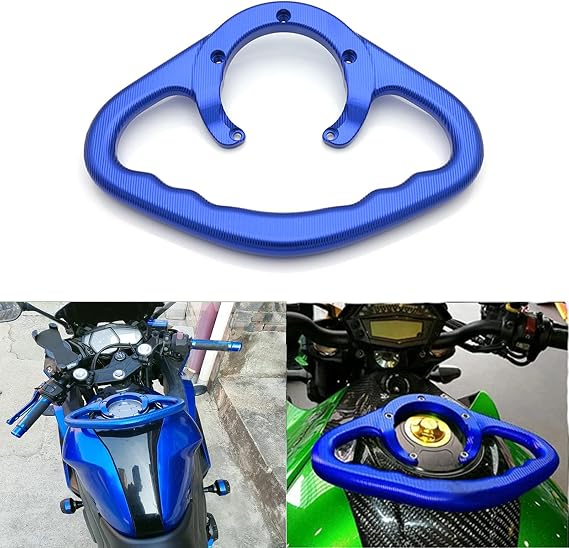 Motorcycle Passenger Handgrips Rear Passenger Gas Tank Bar Fuel Tank Armrest Grab Bar Handles Handlebar Hand Grip 5 Holes for Suzuki GSR600 GSR750 GSF650 GSX-R750 GSX-S1000 GSX-R1300 SV650/S(Blue)