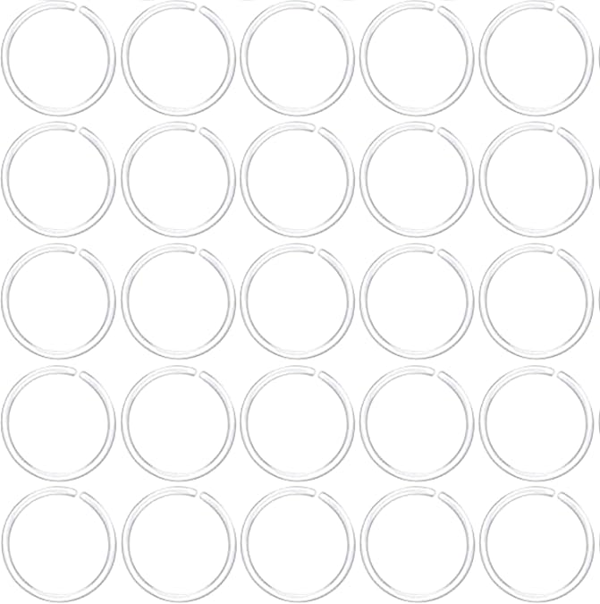 60Pcs Anti-Allergy 20 Gauge Plastic Hoop Ear Retainers, Unisex Nose Rings, Clear, Black, for Sensitive Ears & Skin