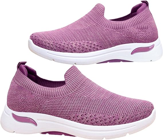YSUEFIJO Diabetic Shoes for Women, Extra Wide Slip-on Walking Shoes, Non Slip Work Shoes with Memory Foam, Light Breathable Casual Running Shoes, with Extra Cushioning and Heel Pain Relief