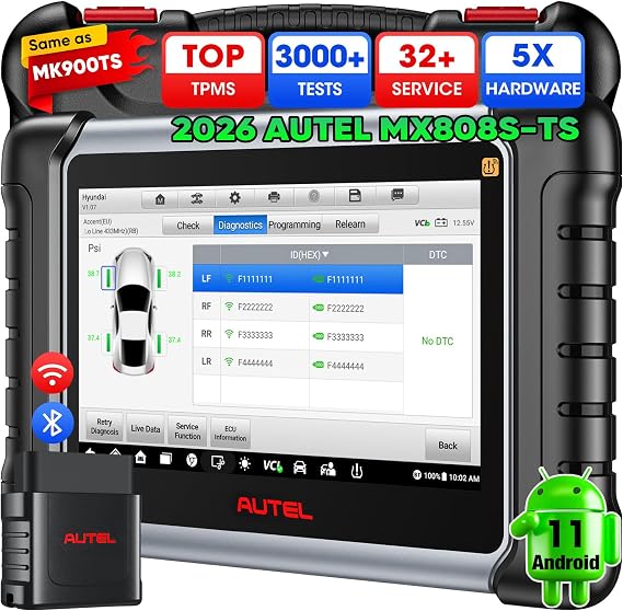 Autel Scanner MaxiCheck MX808S-TS, 3000 Active Test, Full TPMS, 32+ Service | 2026 Same as MaxiCOM MK900TS MP900TS TS900 MK808S-TS, Top TPMS Pr0gram Relearn Retrofit, Full Diagnostic Up of MX900 MK900