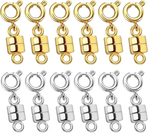 OHINGLT Strong Magnetic Necklace Clasps and Closures,Gold and Silver Plated Jewelry Clasps Converters for Bracelet Necklaces Chain