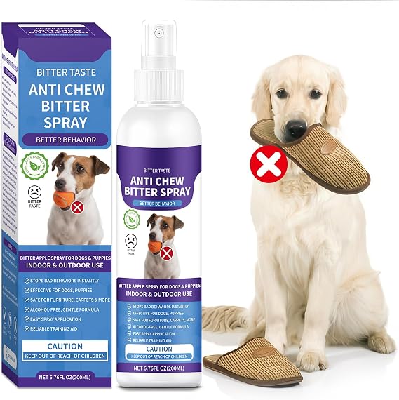 No Chew Spray for Dogs, Bitter Apple Spray for Dogs to Stop Chewing, 200ml | Prevents Wound Licking, Protects Furniture, Shoes, Bandages, Alcohol-Free & Non-Toxic, Safe for Indoor & Outdoor Training