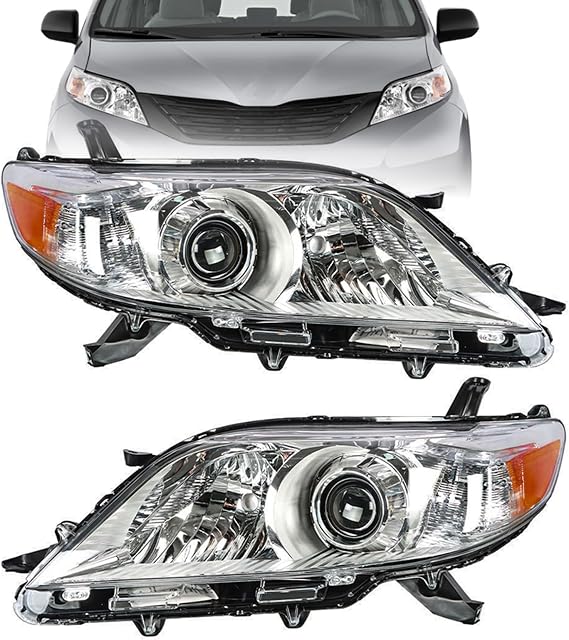 WFLNHB Headlights Assembly Replacement for Toyota Sienna 2011-2018 Halogen Headlights Headlamps Pair Left and Right Side (Driver and Passenger Side)