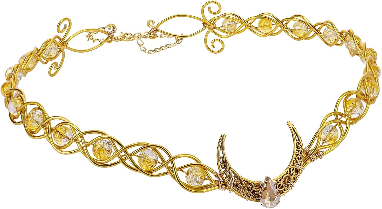 Celtic Beaded V-Shaped Crown - Fairy Moon Viking Headpiece Elf Circlet