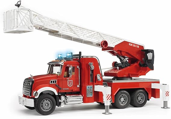 Bruder 02821 Mack Granite Fire Engine with Ladder, Pump, Light & Sound